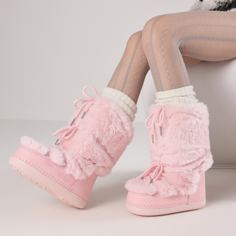 Winter Boot Insulated - Botas peludas para mujer, botas planas