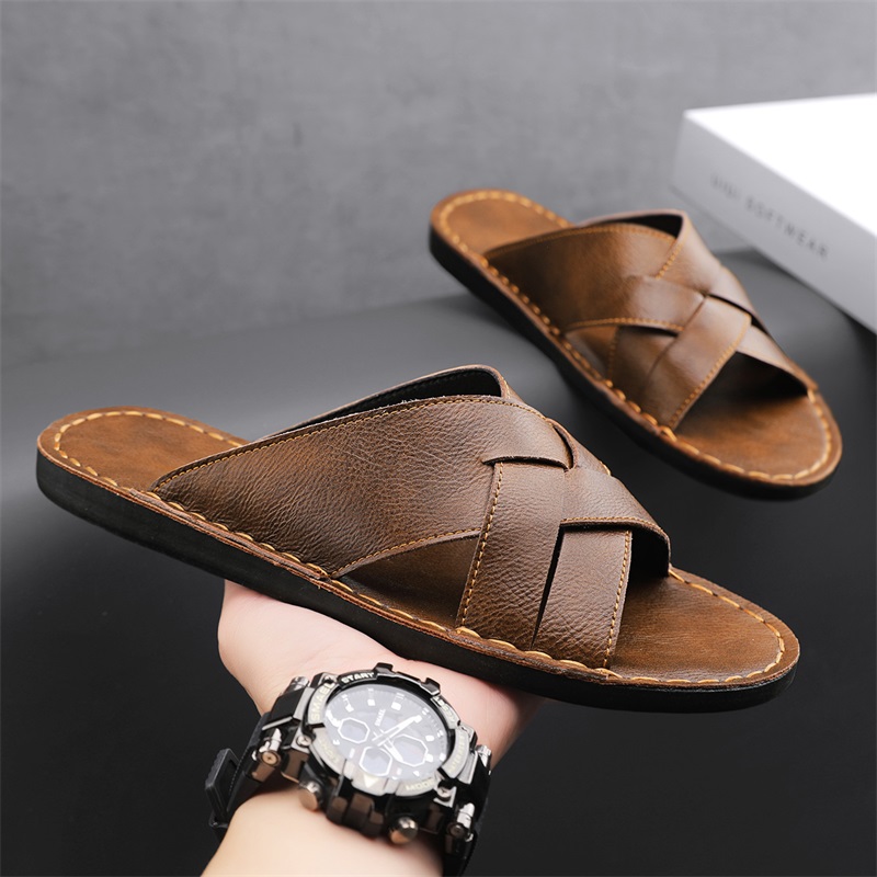 Men'S Shoes Top Brands - Sandalias informales de cuero genuino para