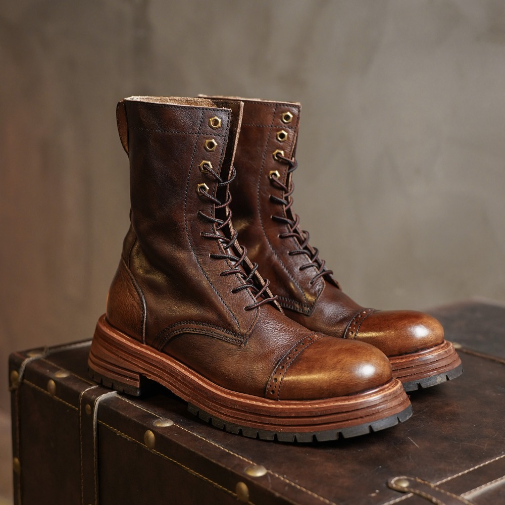 Botas de moto de cuero genuino - Men'S Shoes Brogues reseña y precio