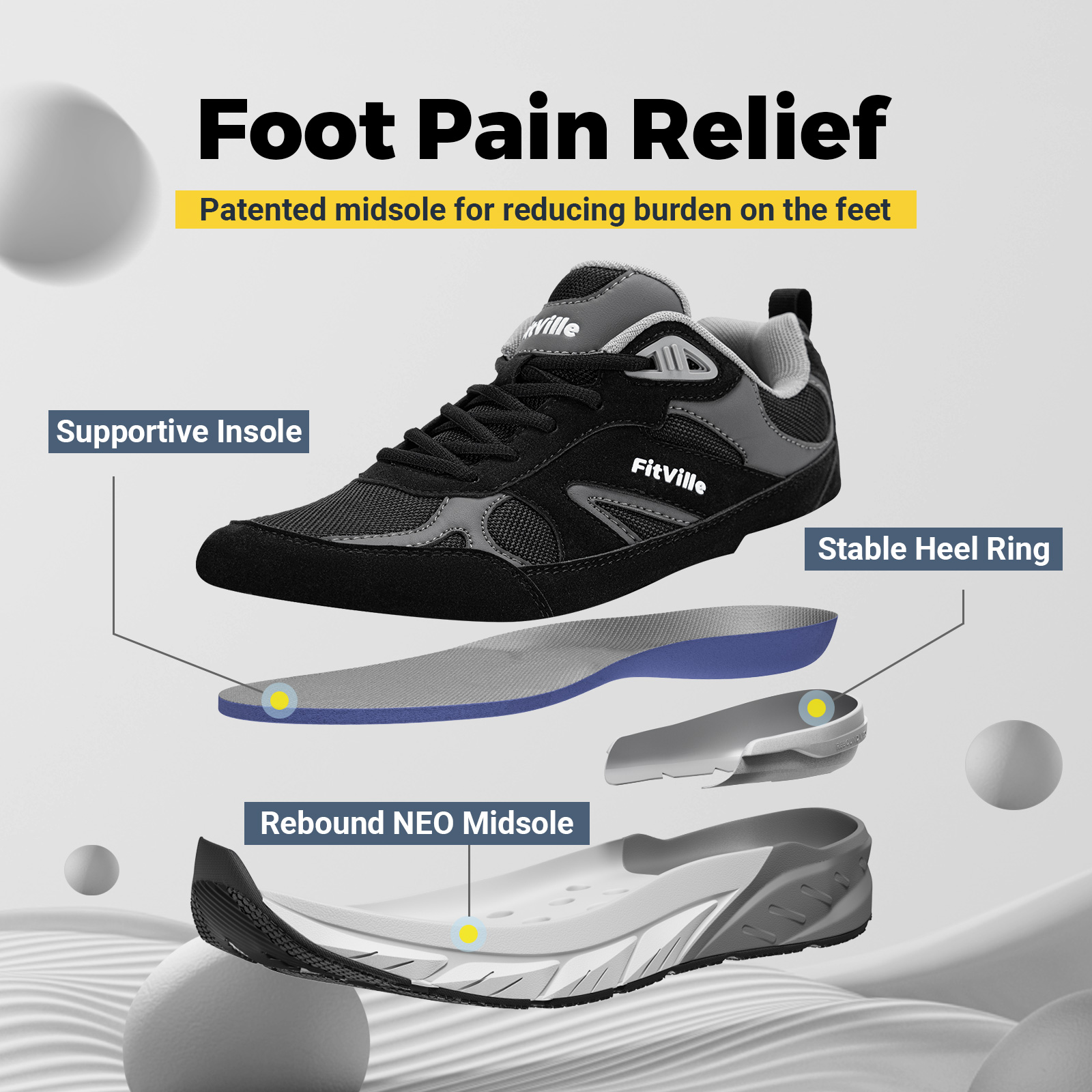 Zapatos para Caminar Fitville, - Men'S Shoes Plantar Fasciitis reseña y precio