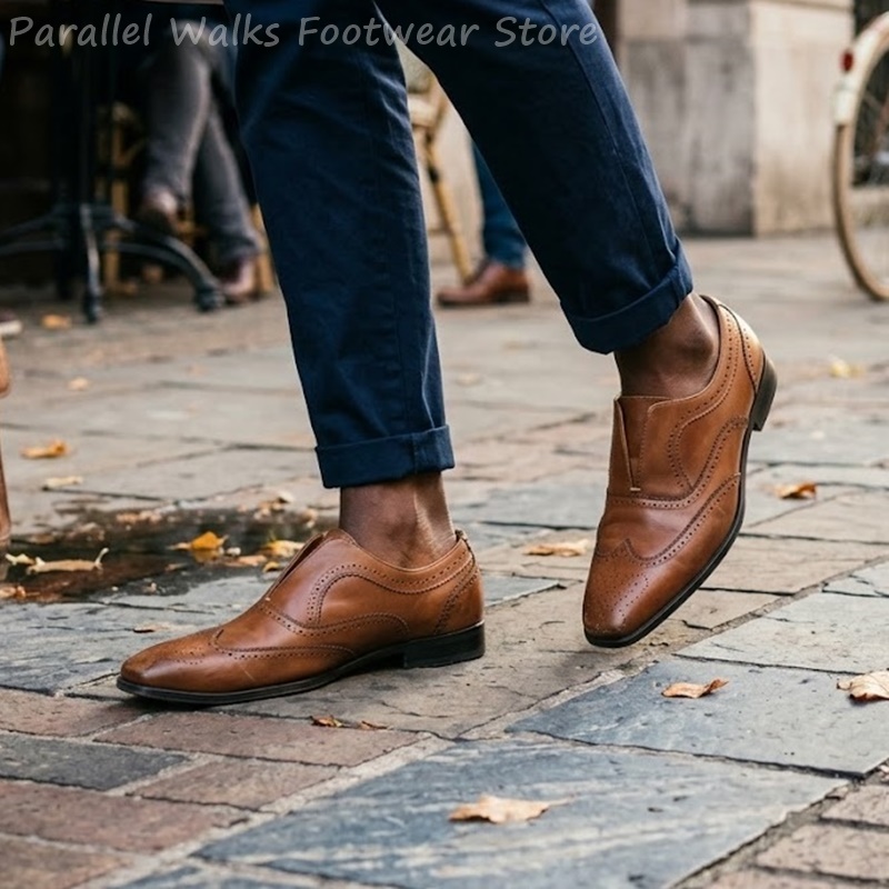 Zapatos Brogue de Cuero Marrón - Men'S Shoes Brogues reseña y precio
