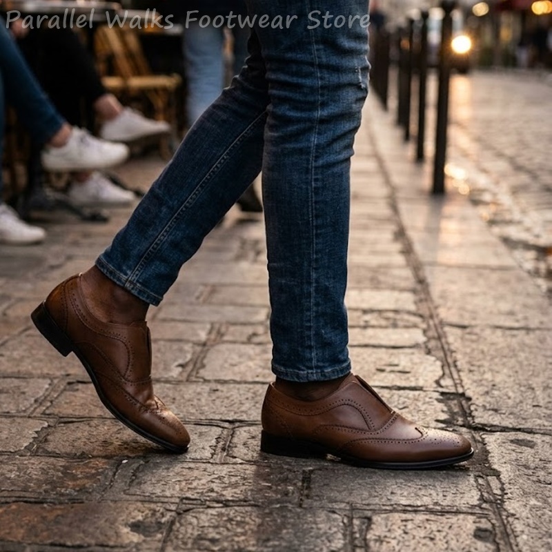 Zapatos Brogue de Cuero Marrón - Men'S Shoes Brogues reseña y precio